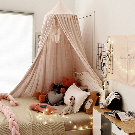 Ciel de lit bébé rose poudré