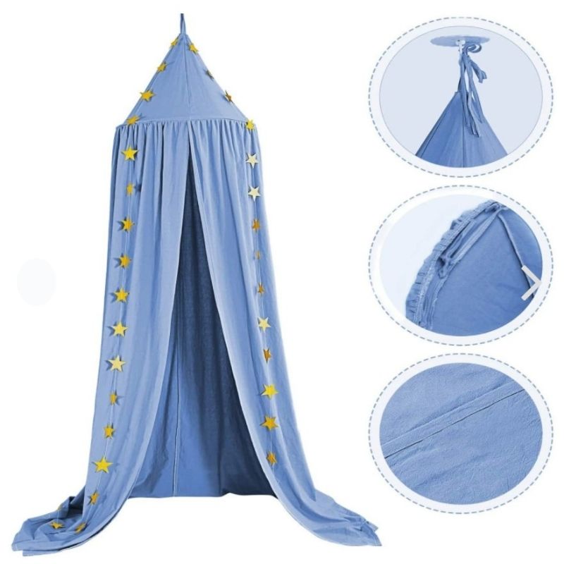 ciel de lit bleu tissu