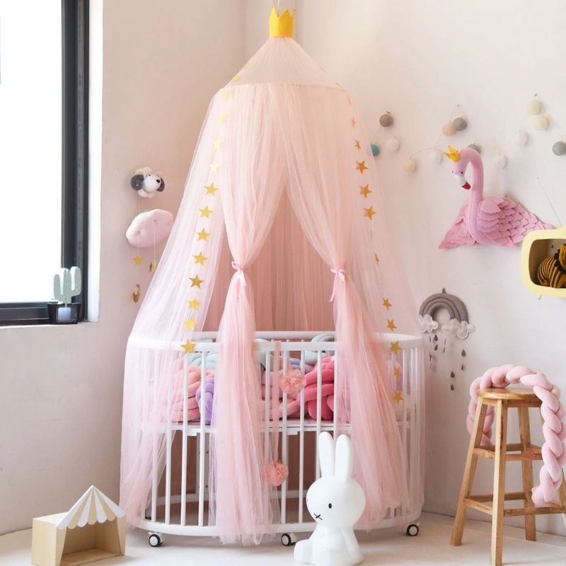 ciel de lit bébé rose poudré