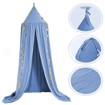 ciel de lit bleu tissu
