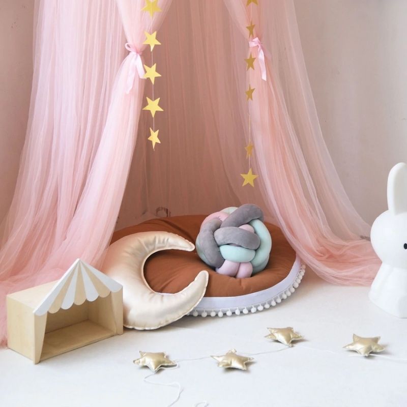 Ciel de lit bébé rose poudré